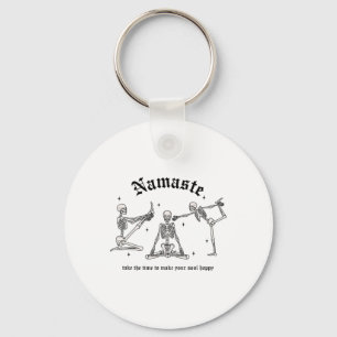 Skeleton Yoga Namaste Vintage Peace Yoga Quote Key Ring