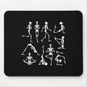 Skeleton Yoga Poses Funny Halloween Flexible Bone Mouse Mat