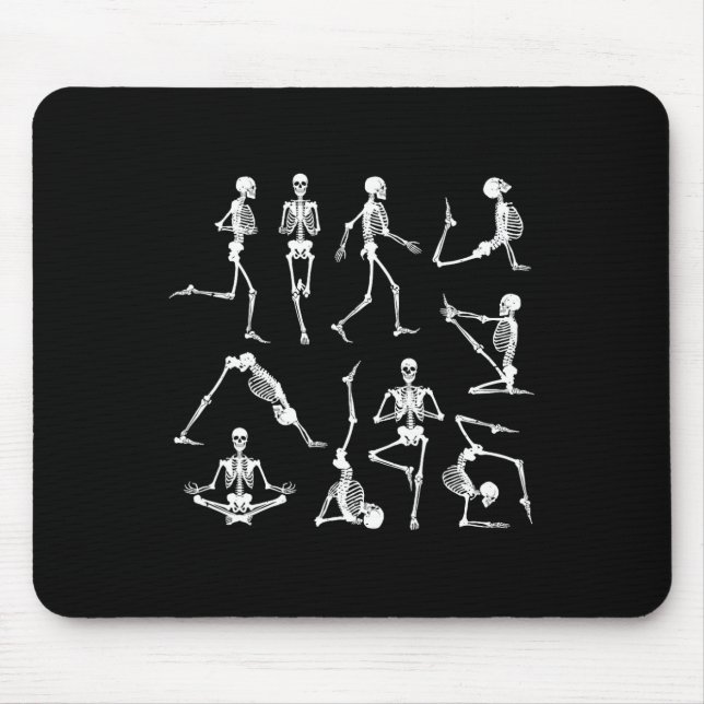 Skeleton Yoga Poses Funny Halloween Flexible Bone  Mouse Mat (Front)