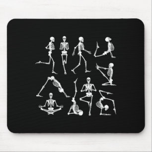 Skeleton Yoga Poses Funny Halloween Flexible Bone Mouse Mat