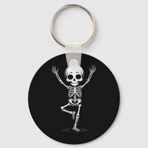Skeleton Yoga Poses Grid Design _1 Key Ring