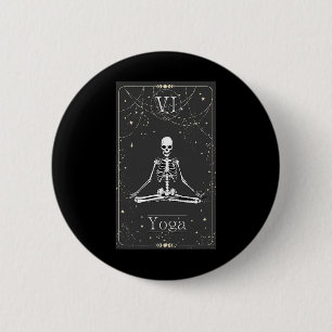 Skeleton Yoga Tarot Card Halloween 6 Cm Round Badge