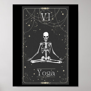 Skeleton Yoga Tarot Card Halloween  Poster