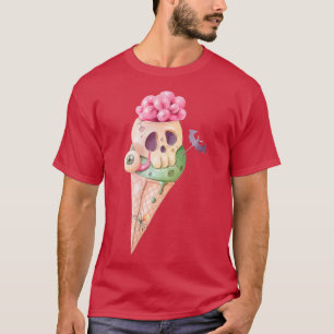 Skeleton Yummy Ice Cream Cone Eyeball Spider Bat H T-Shirt