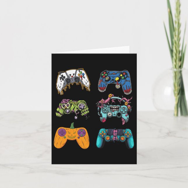 Skeleton Zombie Gaming Controllers Halloween For G Card (Front)