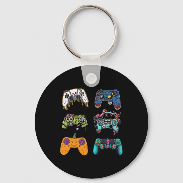 Skeleton Zombie Gaming Controllers Halloween For G Key Ring (Front)