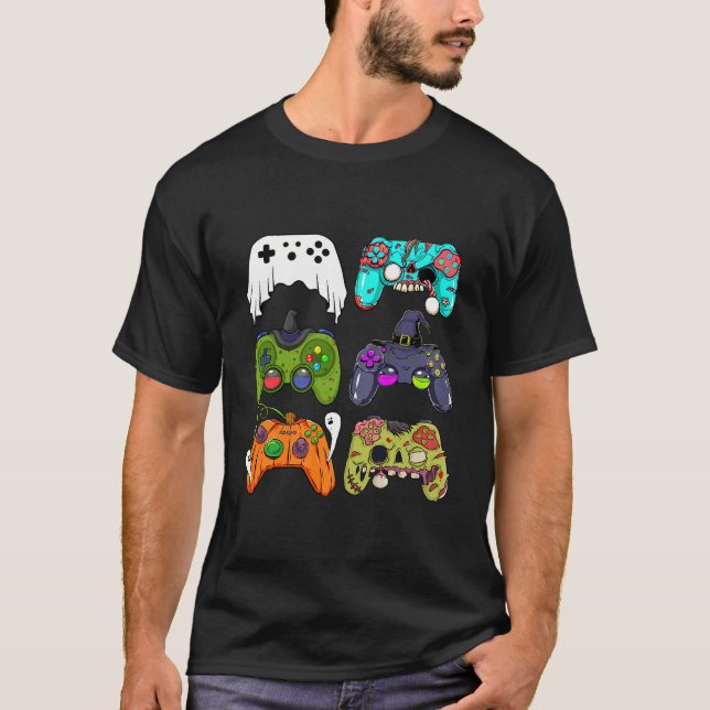 Skeleton Zombie Gaming Controllers Halloween For G T-Shirt (Front)