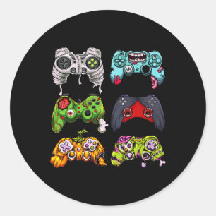 Skeleton Zombie Gaming Controllers Halloween Gamer Classic Round Sticker