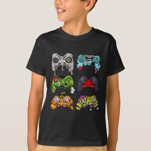 Skeleton Zombie Gaming Controllers Halloween Gamer T-Shirt
