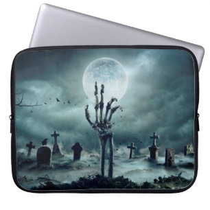 Skeleton Zombie Hand Rising Out Of A GraveYard - H Laptop Sleeve