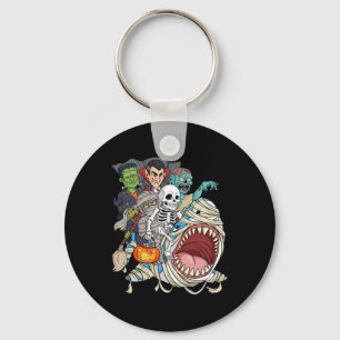 Skeleton Zombie Riding Mummy Shark Vampire Hallowe Key Ring