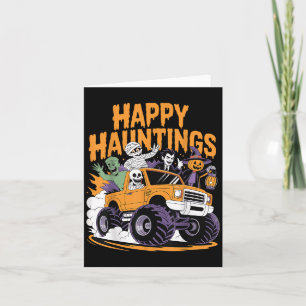 Skeleton Zombie Vampire Monster Truck Halloween Te Card