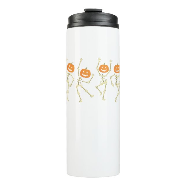 SkeletonFunny Dancing Skeleton Halloween Thermal Tumbler (Front)