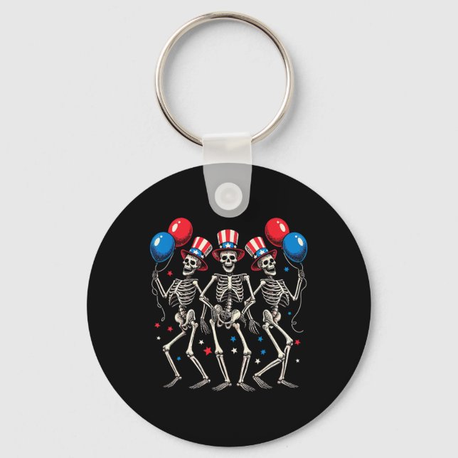 Skeletons 4th Of July Funny Independence Day 2  Key Ring (Front)