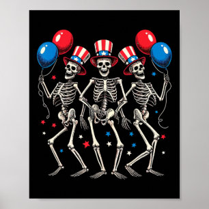 Skeletons 4th Of July Funny Independence Day 2 Poster