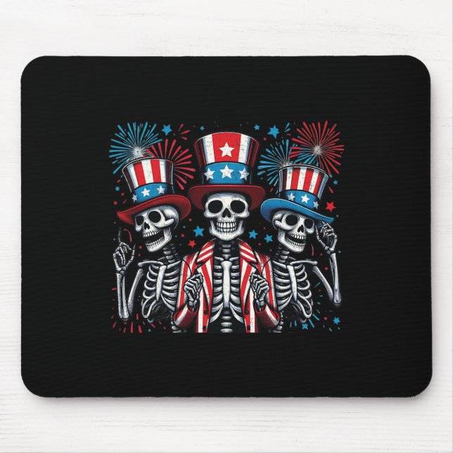 Skeletons 4th Of July Funny Independence Day 3  Mouse Mat (Front)