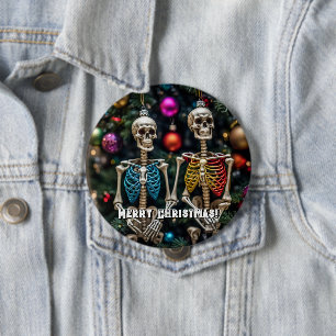 Skeletons and Colourful Ornaments Christmas 10 Cm Round Badge