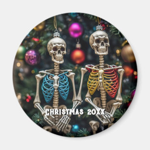 Skeletons and Colourful Ornaments Christmas Magnet