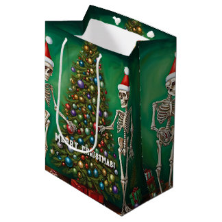 Skeletons and Colourful Ornaments Christmas  Medium Gift Bag