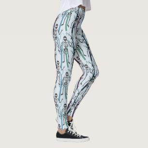 Skeletons and Dead Trees On Blue Leggings