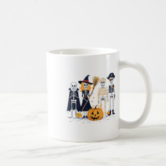 Skeletons And Friends In Costumes Fall Season Hall Coffee Mug