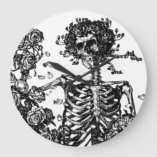 Skeletons and Roses Large Clock (Front)