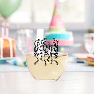 Skeletons are Dancing and Feeling Good Vibe Stemless Wine Glass