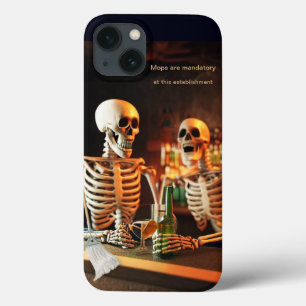 Skeletons at a bar iPhone 13 case