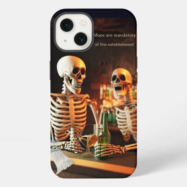 Skeletons at a bar iPhone case (Back)