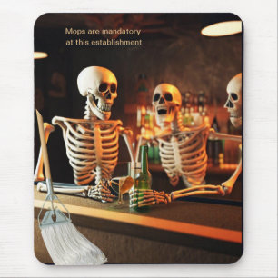 Skeletons at a bar mouse mat