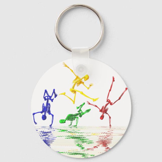 Skeletons breakdancing key ring (Front)