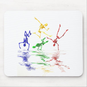 Skeletons breakdancing mouse mat
