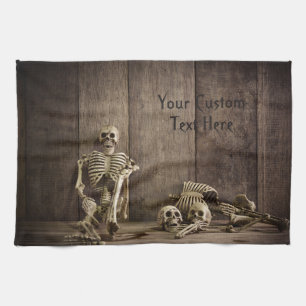 Skeletons custom text kitchen towel