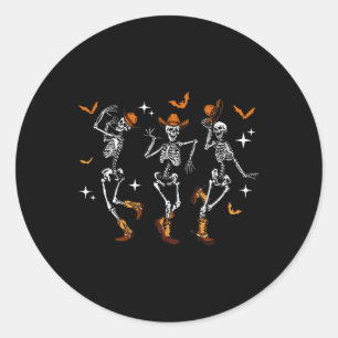 Skeletons Dance Cowboy Western Halloween Costume M Classic Round Sticker