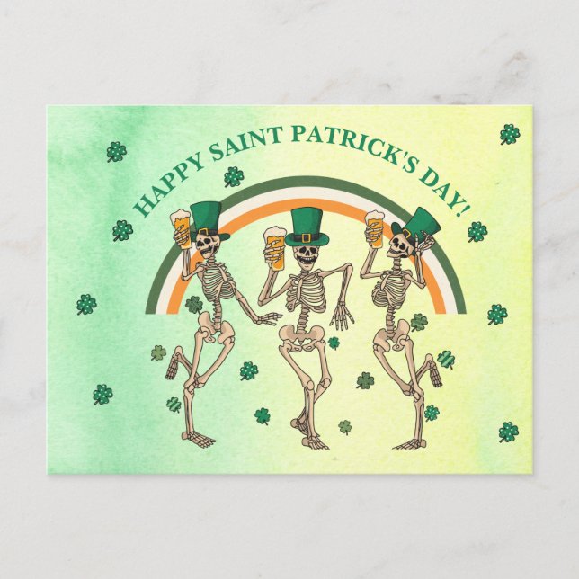 Skeletons Dancing Happy Saint Patrick's Day  Postcard (Front)