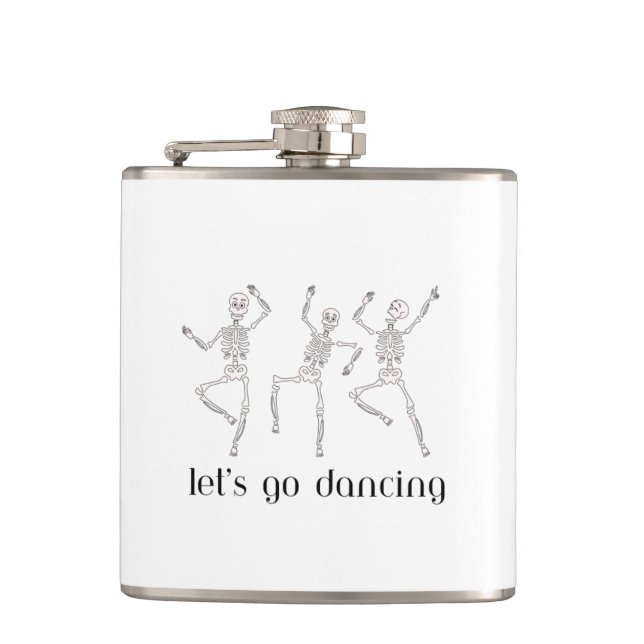 Skeletons Dancing on a  Hip Flask (Front)