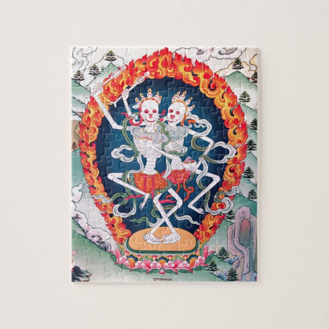 Skeletons Dancing Tibetan Buddhist Art Jigsaw Puzzle (Vertical)