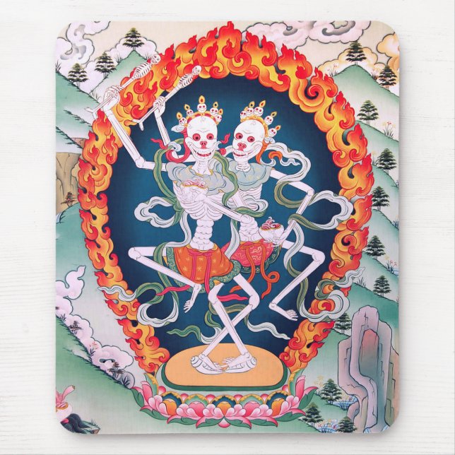 Skeletons Dancing Tibetan Buddhist Art Mouse Mat (Front)