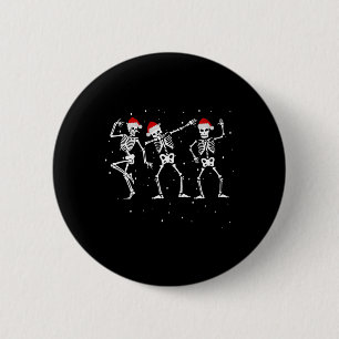 Skeletons Dancing With Santa Hats Funny Christmas 6 Cm Round Badge