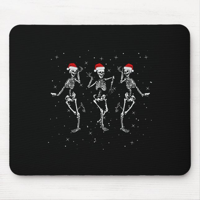 Skeletons Dancing With Xmas Hats - Funny Christmas Mouse Mat (Front)