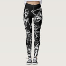 Skeletons Danse Macabre Black Leggings