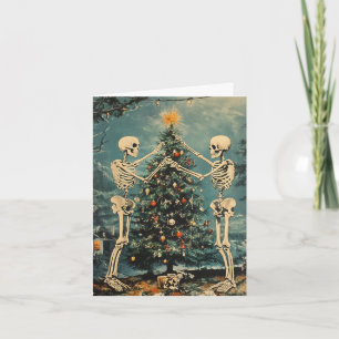 Skeletons Decorating Trees Card