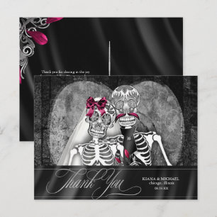Skeletons Gothic Thank You Burgundy ID866 Announcement Postcard