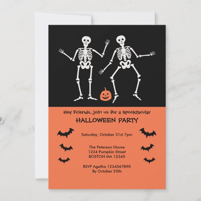 Skeletons Halloween Invitation (Front)