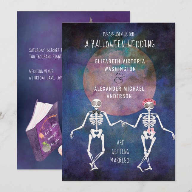 Skeletons/Halloween Theme/ Wedding Invitation (Front/Back)