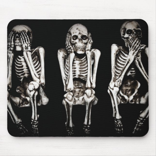 Skeletons Hear No Evil, See No Evil, Speak No Evil Mouse Mat (Front)