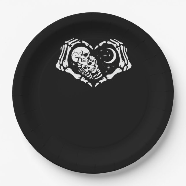 Skeletons Heart  Hands Paper Plate (Front)