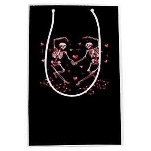 Skeletons Holding Hands Heart Valentines Day Desig Medium Gift Bag