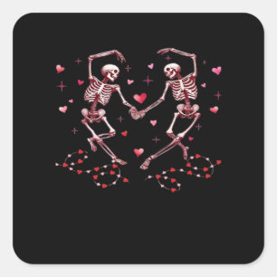 Skeletons Holding Hands Heart Valentines Day Desig Square Sticker