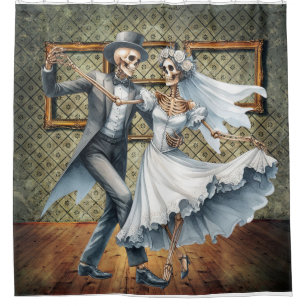 Skeletons In Love Wedding Dance Shower Curtain
